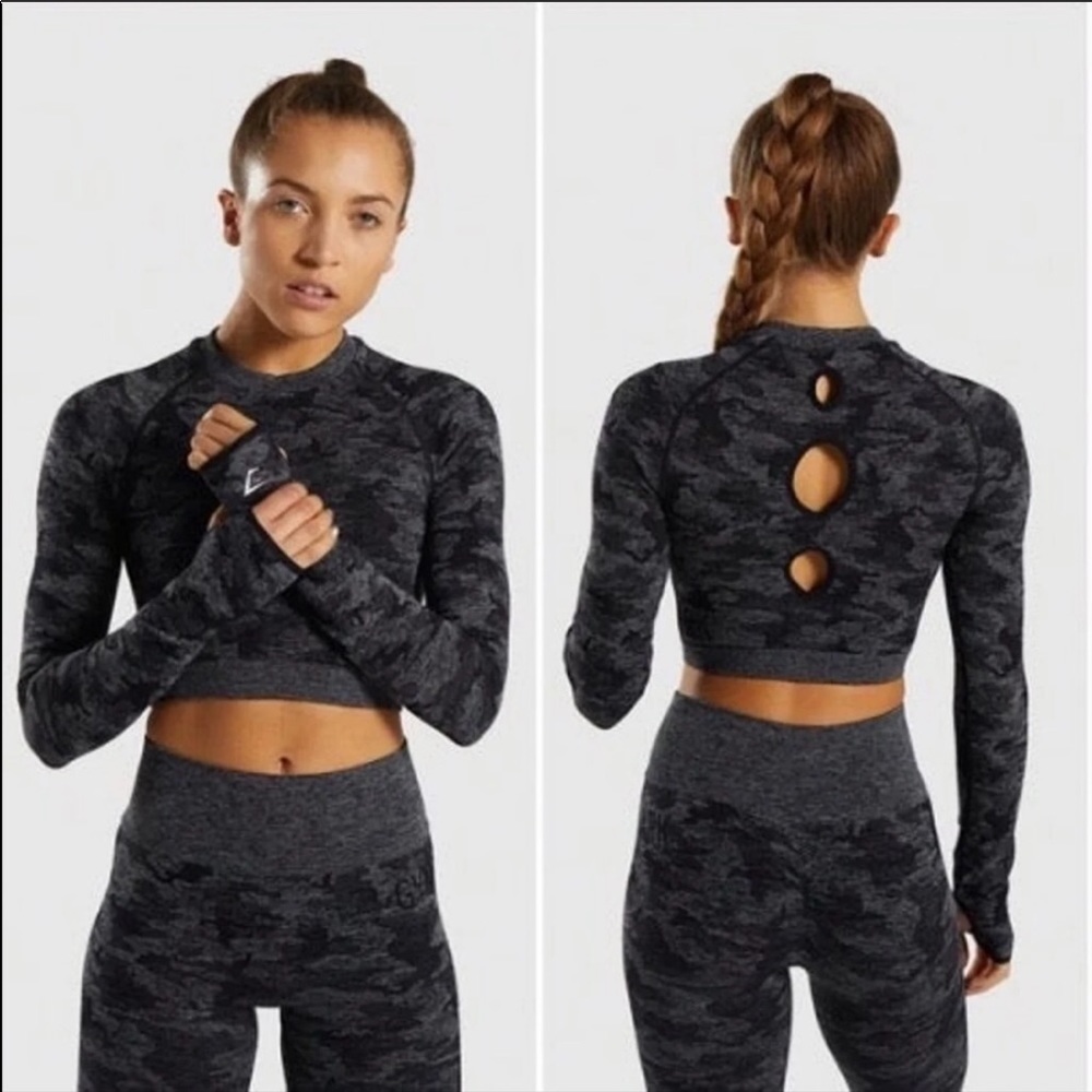 gymshark camo seamless crop